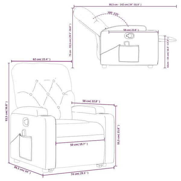 vidaXL Stand up Massage Recliner Chair Black Faux Leather