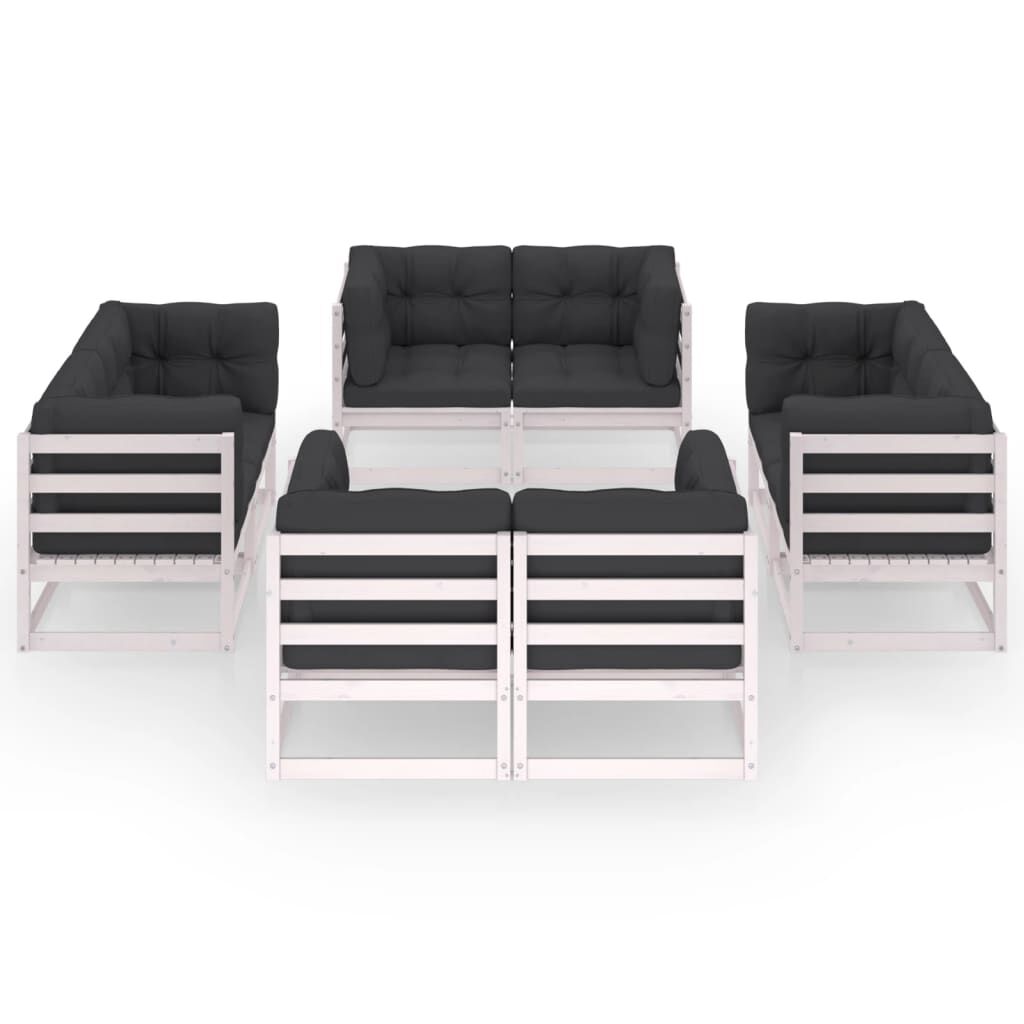 vidaXL 8 Piece Garden Lounge Set with Cushions Solid Pinewood