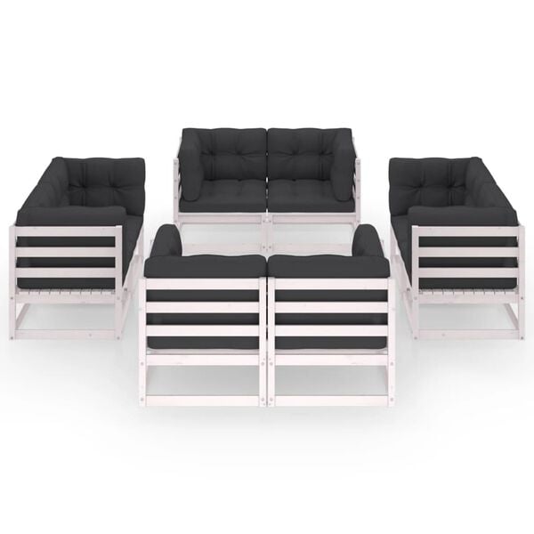 vidaXL 8 Piece Garden Lounge Set with Cushions Solid Pinewood