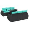 vidaXL 7 Piece Garden Sofa Set with Cushions Black Poly Rattan Acacia