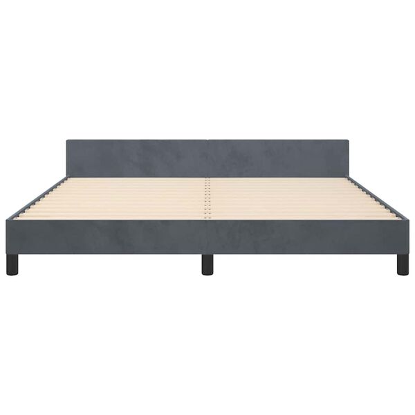 vidaXL Bed Frame without Mattress Dark Grey 193x203 cm Velvet