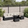 vidaXL 7 Piece Garden Sofa Set with Cushions Black Poly Rattan
