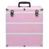 vidaXL Make-up Case 37x24x40 cm Pink Aluminium
