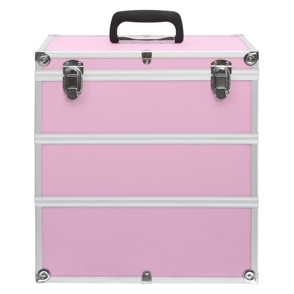 vidaXL Make-up Case 37x24x40 cm Pink Aluminium