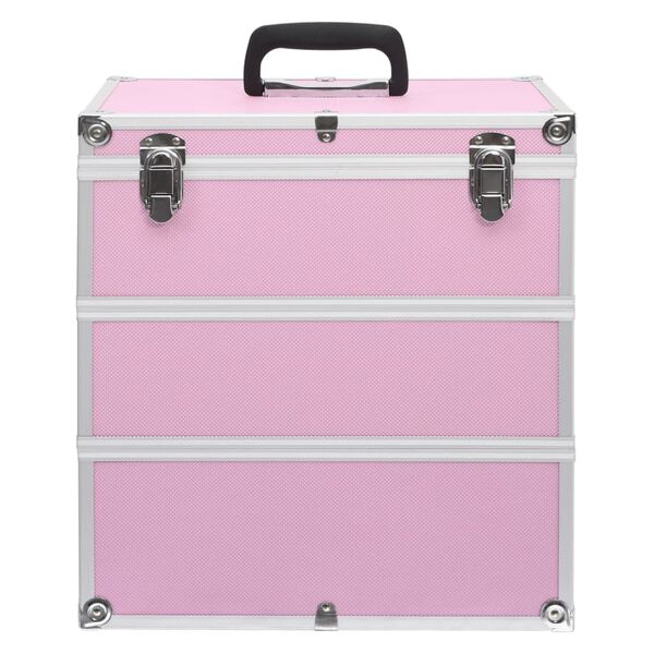 vidaXL Make-up Case 37x24x40 cm Pink Aluminium