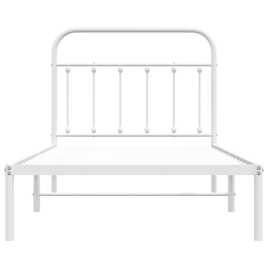 vidaXL Metal Bed Frame without Mattress with Headboard White 100x190cm
