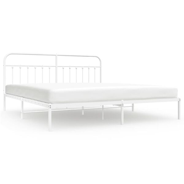 vidaXL Metal Bed Frame without Mattress with Headboard White 193x203cm