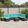 vidaXL Garden Sofa Set with Cushion 9 pcs Black Poly rattan