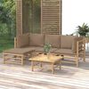 vidaXL 5 Piece Garden Lounge Set with Taupe Cushions Bamboo