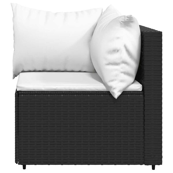 vidaXL Garden Corner Sofas with Cushions 2 pcs Black Poly Rattan