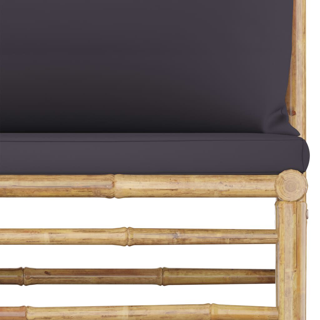 vidaXL 4 Piece Garden Lounge Set with Dark Grey Cushions Bamboo