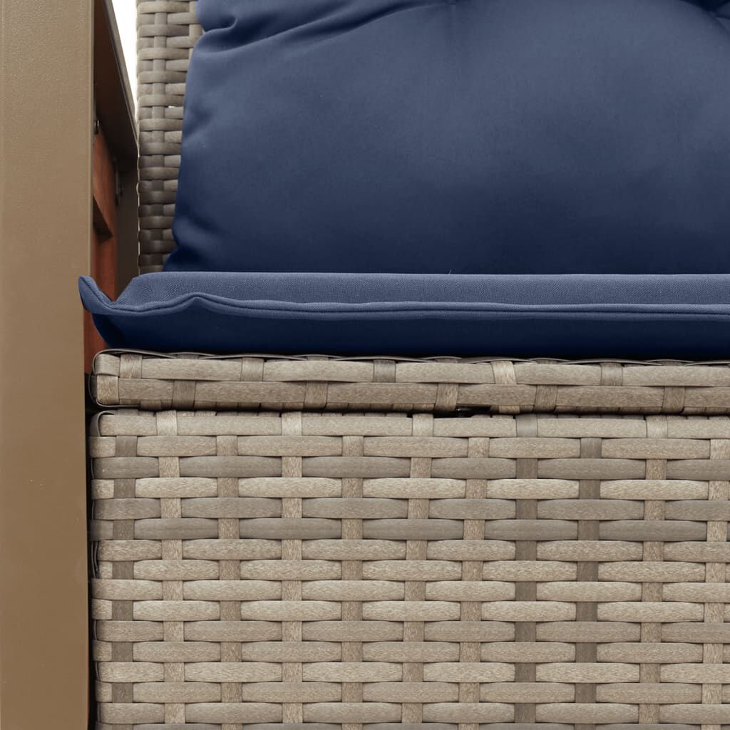 vidaXL Garden Sofa with Cushions 2-Seater Grey Poly Rattan