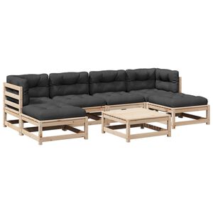 vidaXL 7 Piece Garden Sofa Set with Cushions Solid Wood Pine