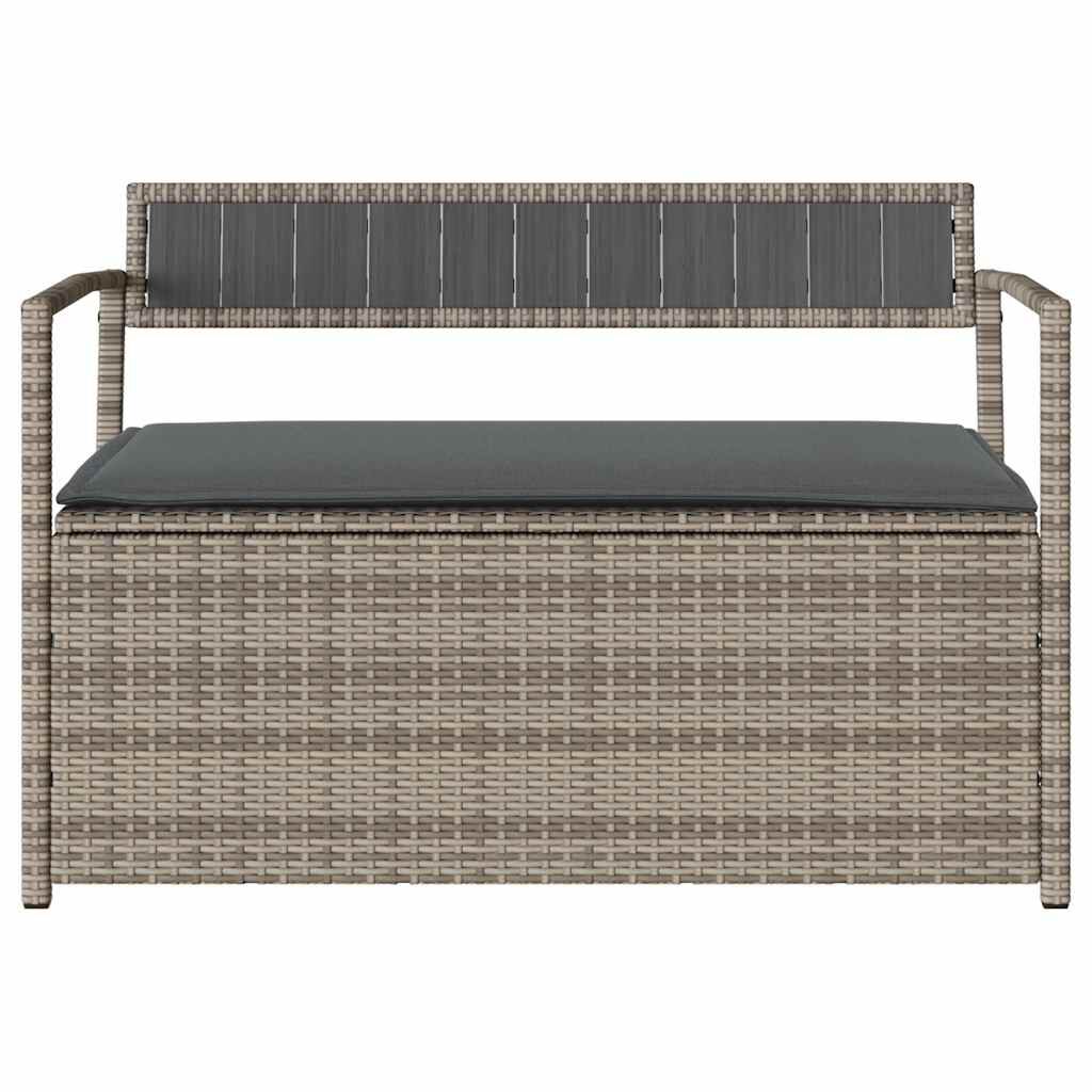 vidaXL Garden Storage Bench with Cushion Grey Poly Rattan