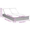 vidaXL 2-Person Sunbed with Cushions Grey Poly Rattan