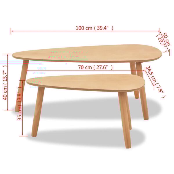 vidaXL Coffee Table Set 2 Pieces Solid Pinewood Brown