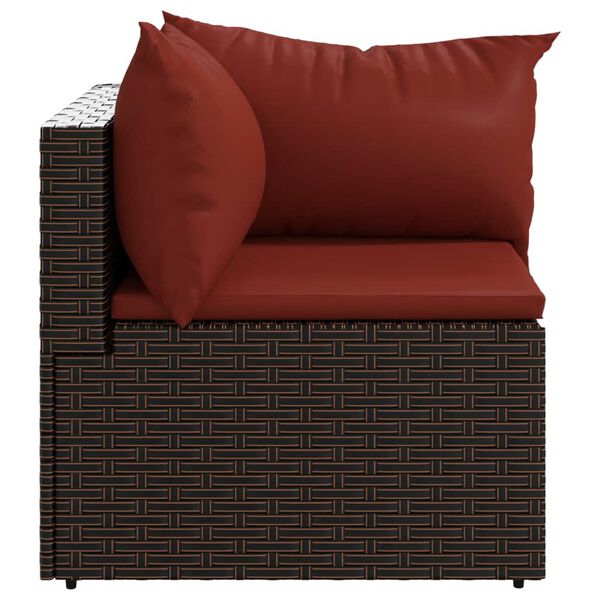 vidaXL Garden Corner Sofa with Cushions Brown Poly Rattan