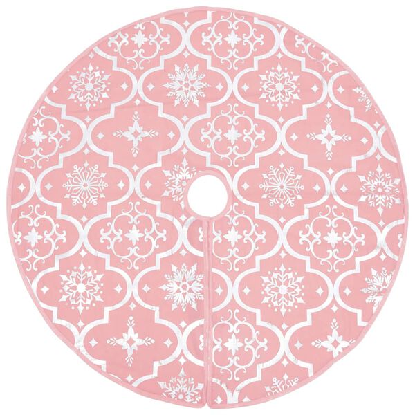 vidaXL Luxury Christmas Tree Skirt with Sock Pink 90 cm Fabric