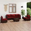 vidaXL 6 Piece Garden Lounge Set with Cushions Poly Rattan Brown