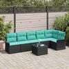 vidaXL Garden Sofa Set with Cushion 7 pcs Black Poly Rattan