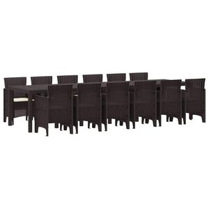 vidaXL Garden Dining Set 13 pcs Brown Polt rattan