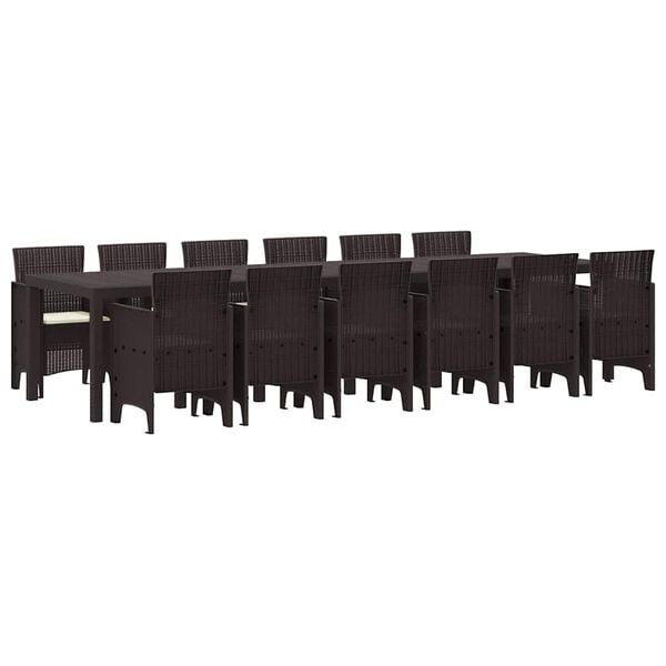 vidaXL Garden Dining Set 13 pcs Brown Polt rattan
