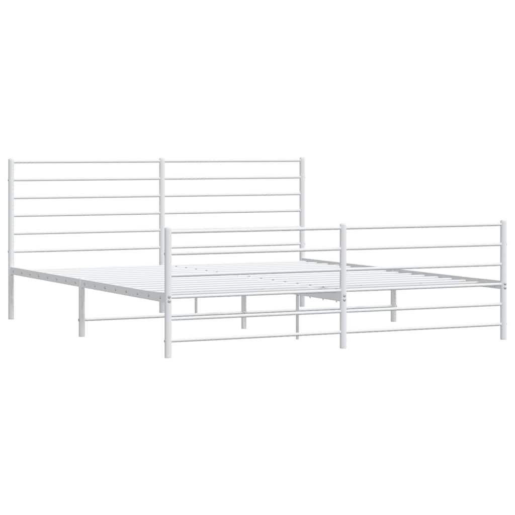 vidaXL Metal Bed Frame without Mattress with Footboard White 183x213cm