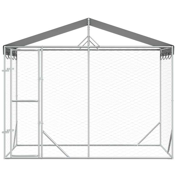 vidaXL Outdoor Dog Kennel with Roof Silver 3x1.5x2.5 m Galvanised Steel