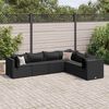 vidaXL 6 Piece Garden Lounge Set with Cushions Black Poly Rattan