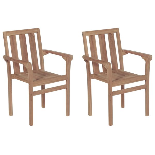 vidaXL Garden Chairs 2 pcs with Grey Cushions Solid Teak Wood