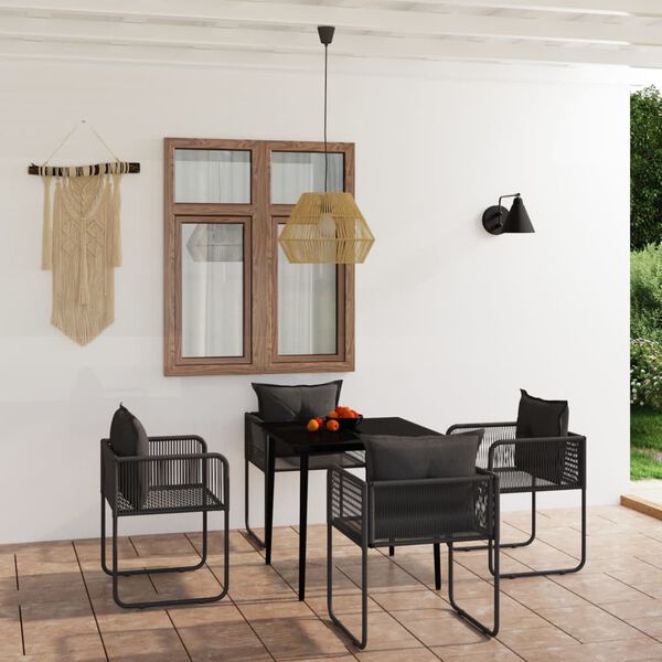 vidaXL 5 Piece Garden Dining Set Black