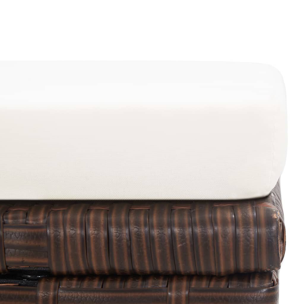vidaXL Garden Stools 2 pcs with Cushions Poly Rattan Brown