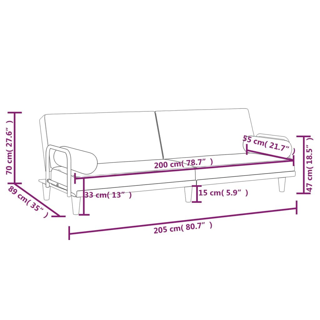 vidaXL Sofa Bed with Armrests Dark Grey Fabric