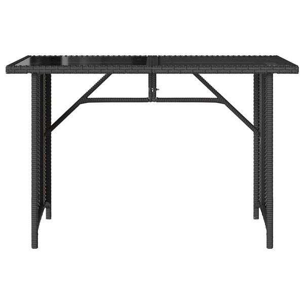 vidaXL Garden Table with Glass Top Black 110x68x70 cm Poly Rattan