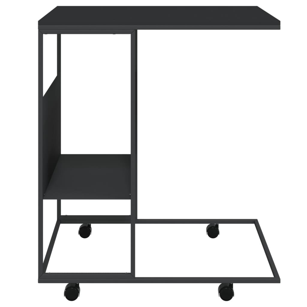 vidaXL Side Table with Wheels Black 55x36x63.5 cm Engineered Wood