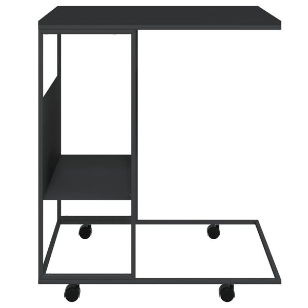 vidaXL Side Table with Wheels Black 55x36x63.5 cm Engineered Wood