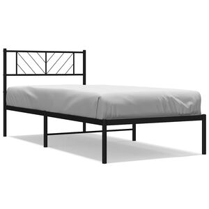 vidaXL Metal Bed Frame without Mattress with Headboard Black 100x200cm