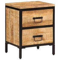 vidaXL Bed Cabinet with 2 Drawers 40x35x53 cm Solid Rough Wood Mango