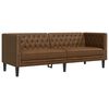 vidaXL Chesterfield Sofa 3-Seater Brown Faux Suede Leather
