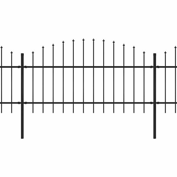 vidaXL Garden Fence with Spear Top Steel 1070x125 cm Black