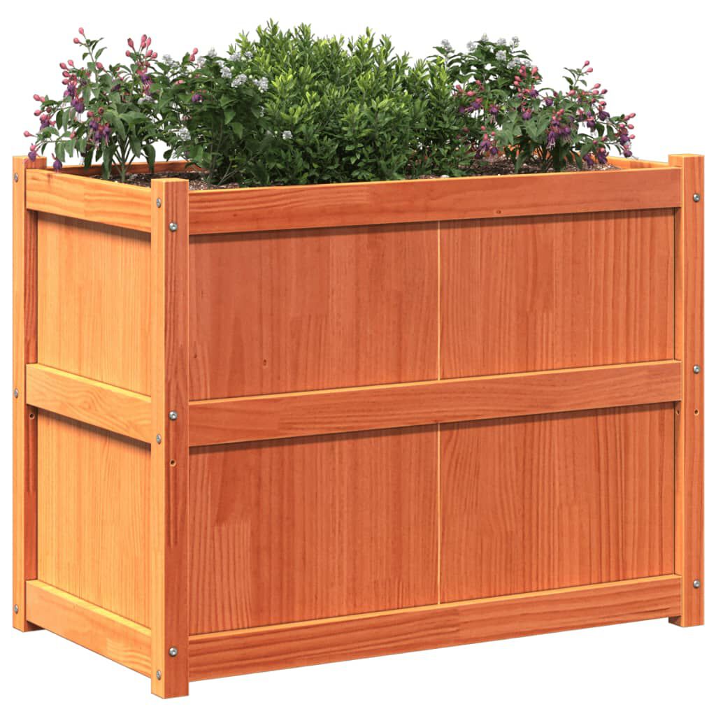 vidaXL Garden Planter Wax Brown 90x50x70 cm Solid Wood Pine