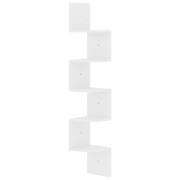 vidaXL Wall Corner Shelf High Gloss White 19x19x123 cm Engineered Wood
