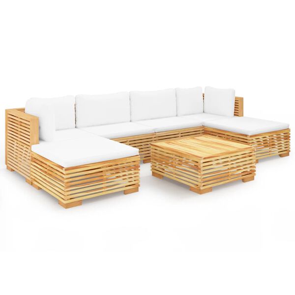 vidaXL 7 Piece Garden Lounge Set with Cushions Solid Teak Wood