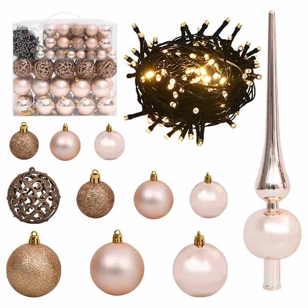vidaXL Artificial Hinged Christmas Tree 300 LEDs & Ball Set 210 cm