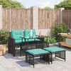 vidaXL 4 Piece Garden Sofa Set with Cushions Black Poly Rattan Glass