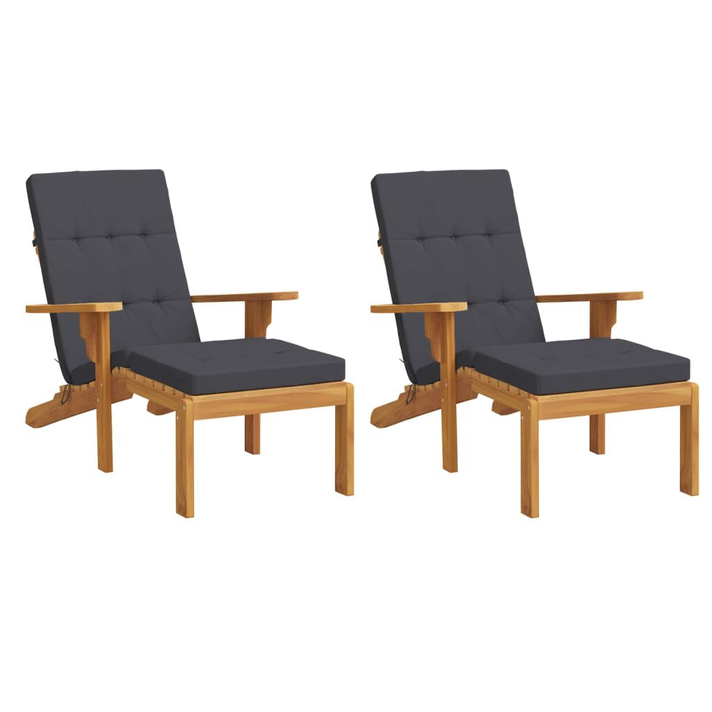 vidaXL Deck Chair Cushions 2 pcs Anthracite Oxford Fabric