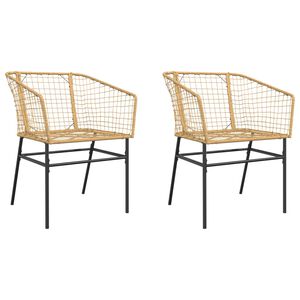 vidaXL Garden Chairs 2 pcs Brown Poly Rattan