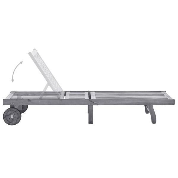 vidaXL Garden Sun Lounger with Cushion Grey Solid Acacia Wood