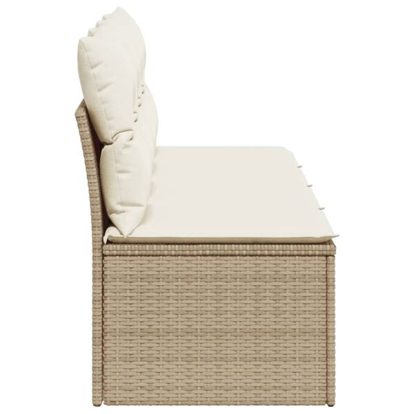 vidaXL Garden Sofa with Cushions 4-Seater Beige Poly Rattan