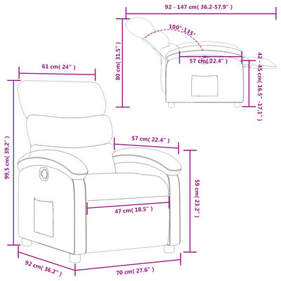 vidaXL Recliner Chair Dark Grey Fabric